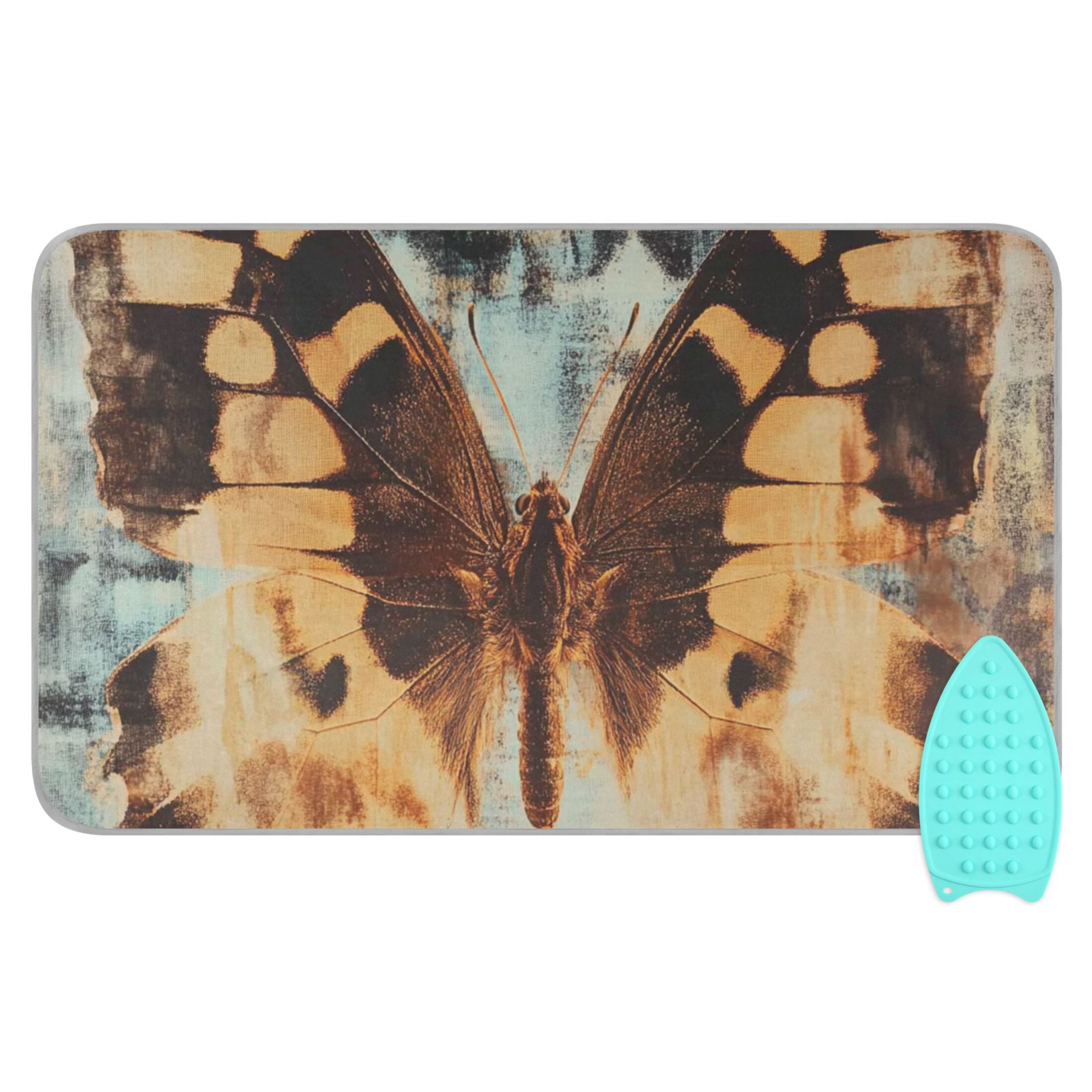 Butterfly Oil Painting Ironing Mat Blanket for Table Top Travel Portable Ironing Board Pad 47.2x27.6 Inch