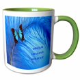 thumbnail image 1 of 3drose, Butterfly on Blue Feathers, 15oz Two-tone Green Mug, 1 of 6