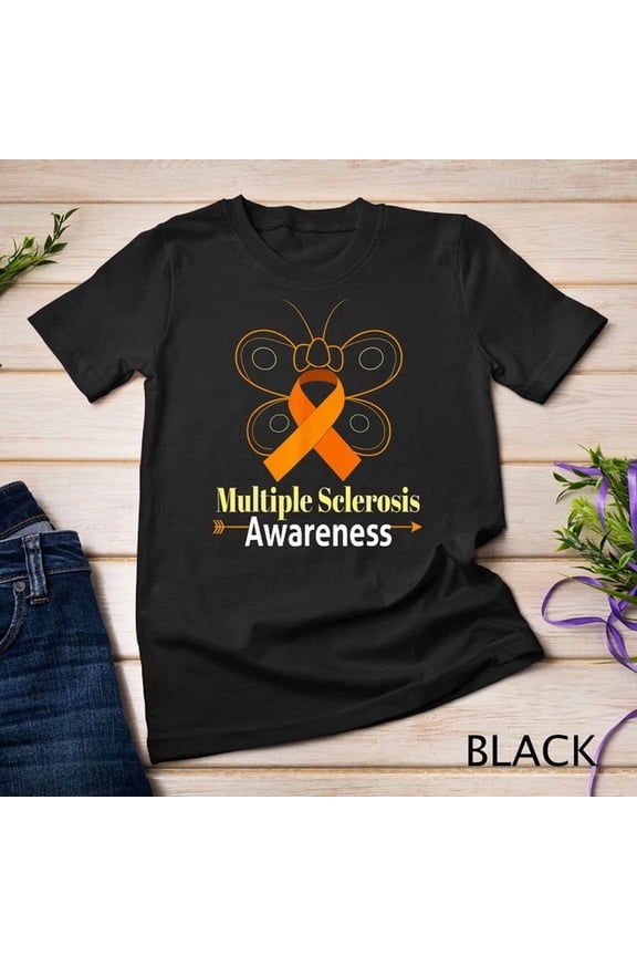 Butterfly Orange Ribbon Multiple Sclerosis Awareness Unisex S-5XL T-Shirt