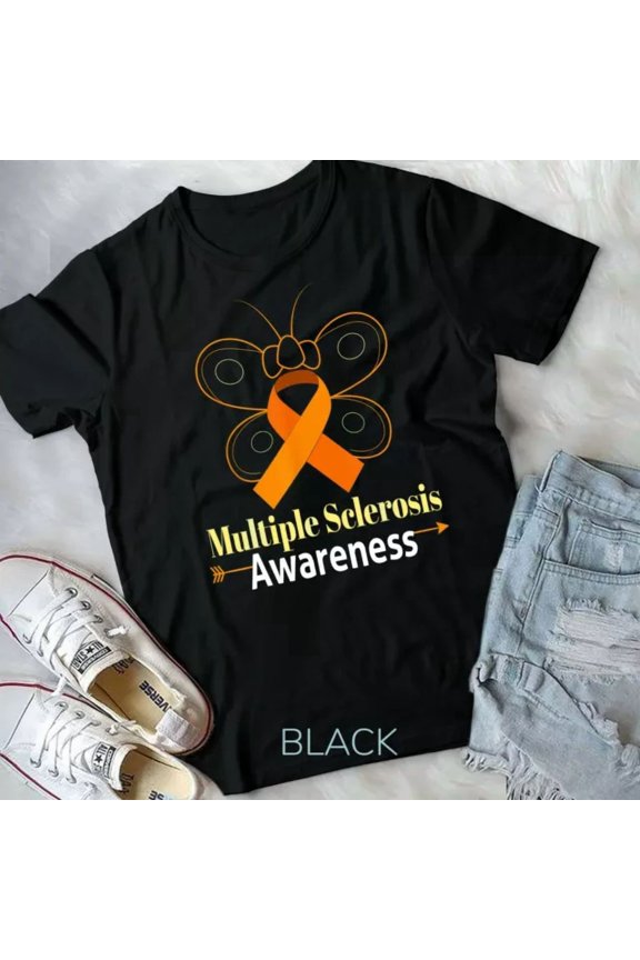 Butterfly Orange Ribbon Multiple Sclerosis Awareness Unisex Shirt