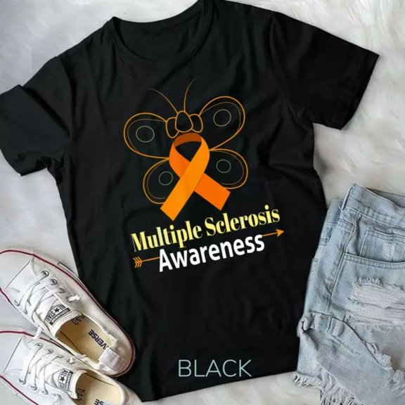 Butterfly Orange Ribbon Multiple Sclerosis Awareness Unisex Shirt