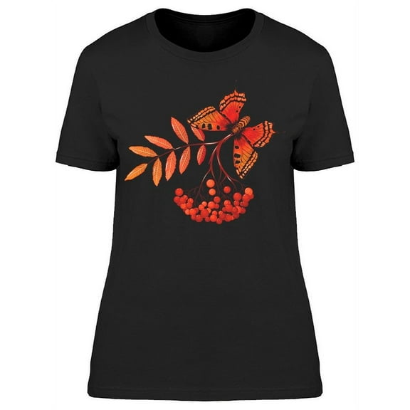 Butterfly Orange Rowan Branch T-Shirt Women -Image by Shutterstock, Female Large