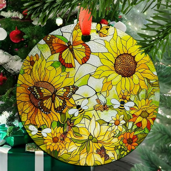 Butterfly Ornament Window Hanging, Sunflower Suncatchers for Windows, Butterfly Wall Art Gifts for Women, Moms, Teachers, 2025, Holiday Decoration, 2025, Festive Home Accent,