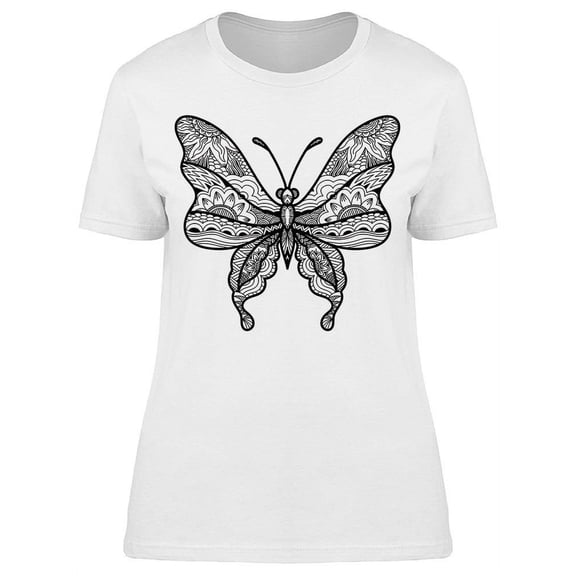 Butterfly Ornamented T-Shirt Women -Image by Shutterstock, Female Large