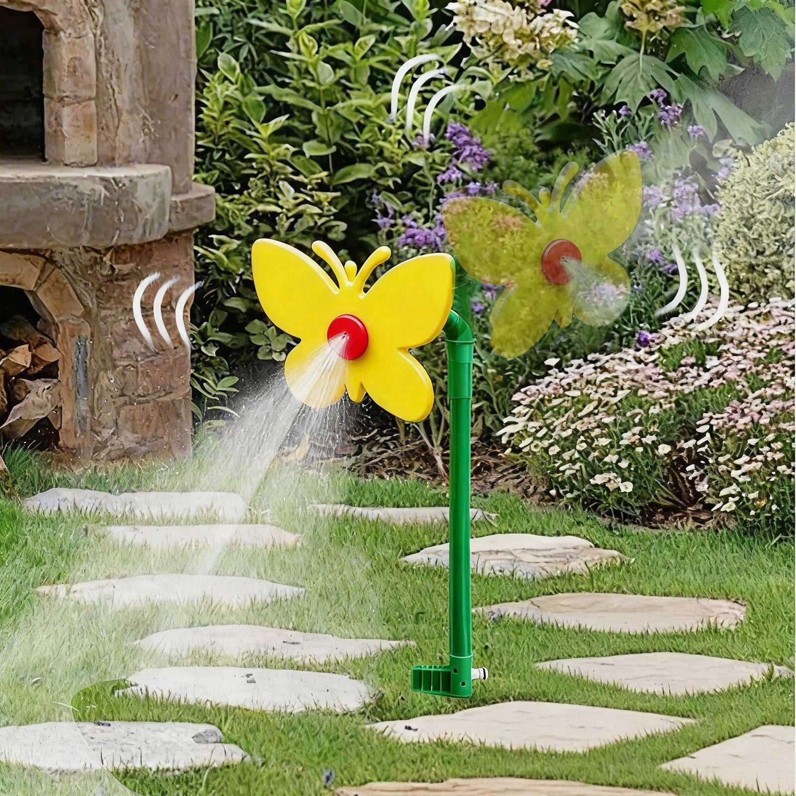 Butterfly Oscillating Garden Sprinkler – Fun Rotating Water Sprayer For Lawn Irrigation & Outdoor Play(Yellow-106X28Cm)