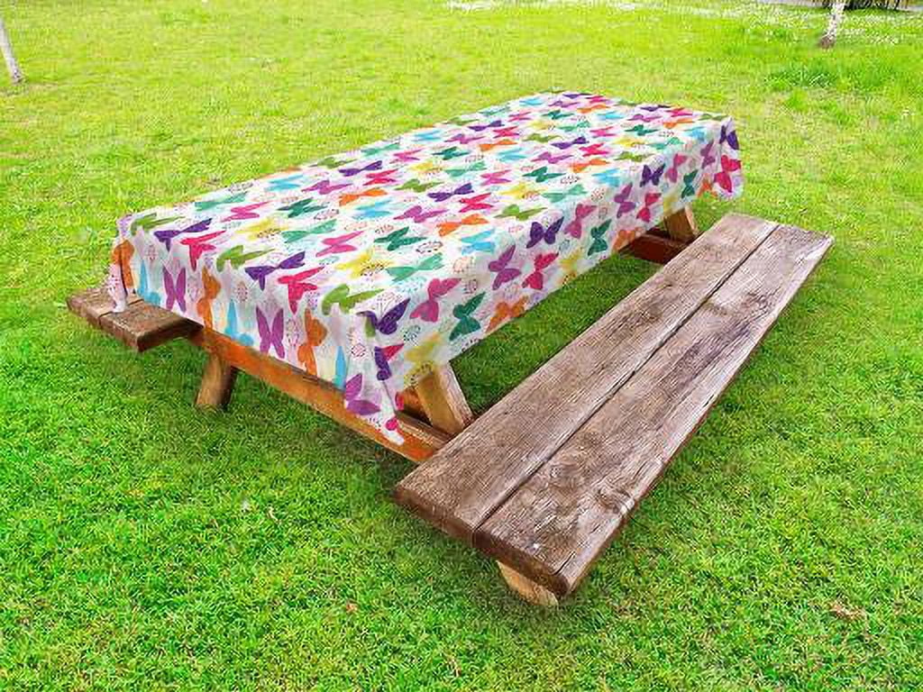 Butterfly Outdoor Tablecloth, Surreal Animal Silhouettes with Floral ...