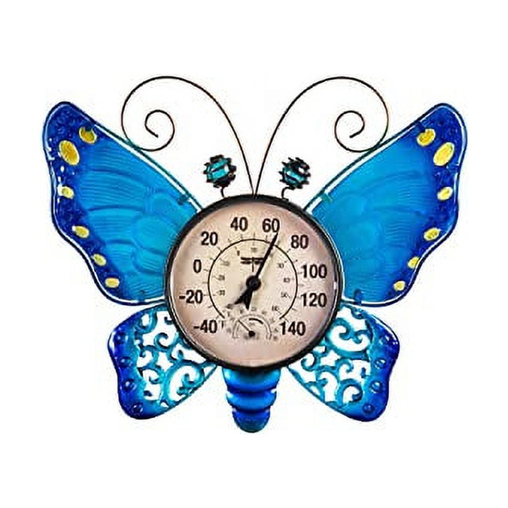 Butterfly Outdoor Wall Thermometer, Blue