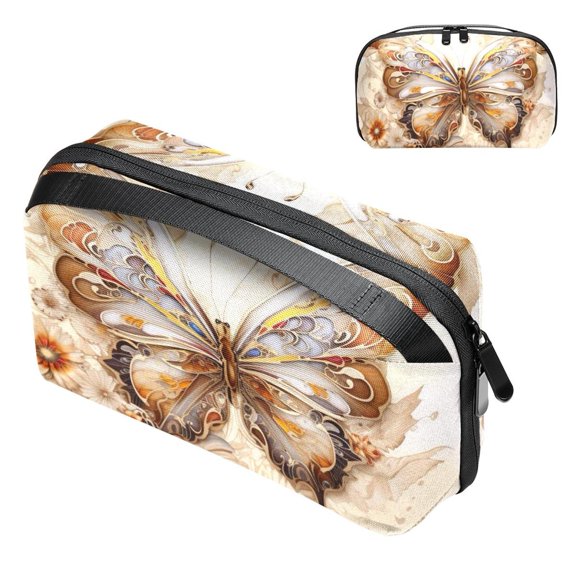 Butterfly Oxford Cloth Waterproof Charger Organizer for Electronic Devices - Cable Organizer, Hard Drive Bag, Cord Organizer Travel Small, Seat Gap Organizer with USB