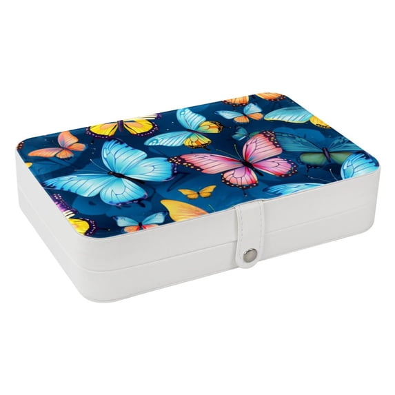 Butterfly PU Leather Earring Organizer with Removable Compartment - Portable Jewelry Stand, Bracelet Holder, Display Case