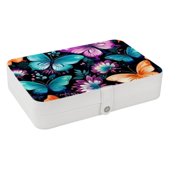 Butterfly PU Leather Necklace Holder with Removable Compartment and Portable Jewelry Stand Earring Holder Jewelry Box