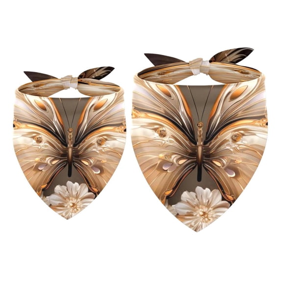 Butterfly Pack of Two Breathable Chiffon Yarn Cat Bandanas - Size 40.6x40.6x58/16x16x22.8in & 53.3x53.3x76.2/20.9x20.9x30 in