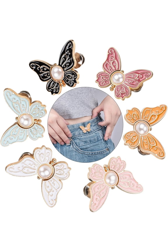 Butterfly Pants Waist Tightener, 8 Pcs Butterfly Pants Waist Tightener, Detachable Butterfly Clips, Universal Type Butterflys Waist Tightener for Loose-Fitting Jeans, Dresses and Skirts