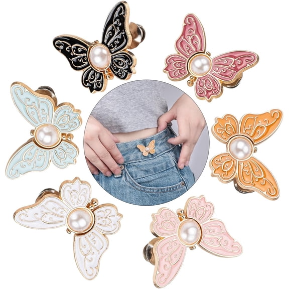 Butterfly Pants Waist Tightener, 8 Pcs Butterfly Pants Waist Tightener, Detachable Butterfly Clips, Universal Type Butterflys Waist Tightener for Loose-Fitting Jeans, Dresses and Skirts