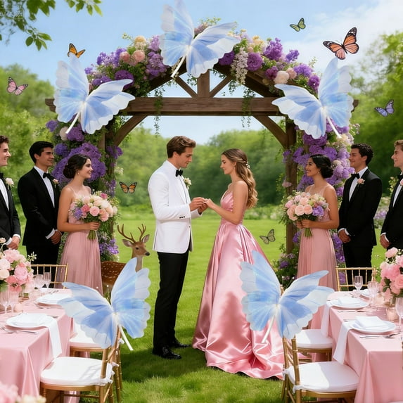 Butterfly Party Decorations Colorful Mesh Butterflies Wedding Decorations Butterfly Garden Decor Outdoor Hanging Decor for Party Backdrop Birthday Christmas Home Decor 13.78x11.81 Inch