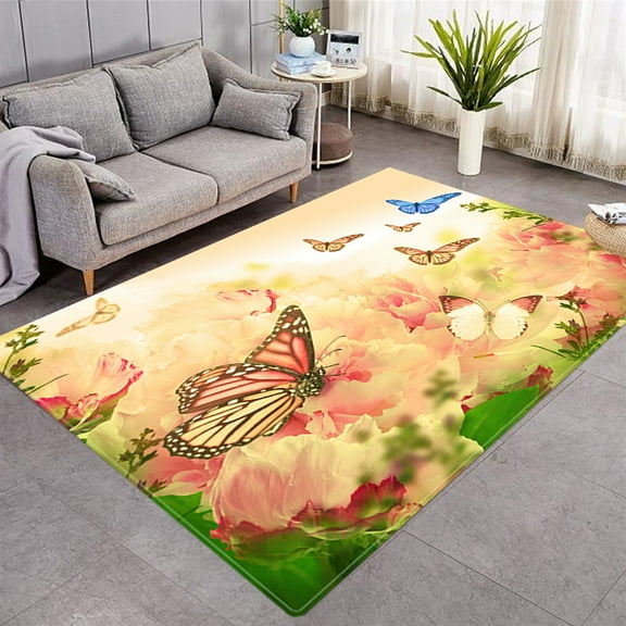 Butterfly Pattern Carpet for Living Room Bedroom Area Rug Child Playing Rug 3D Printing Do
