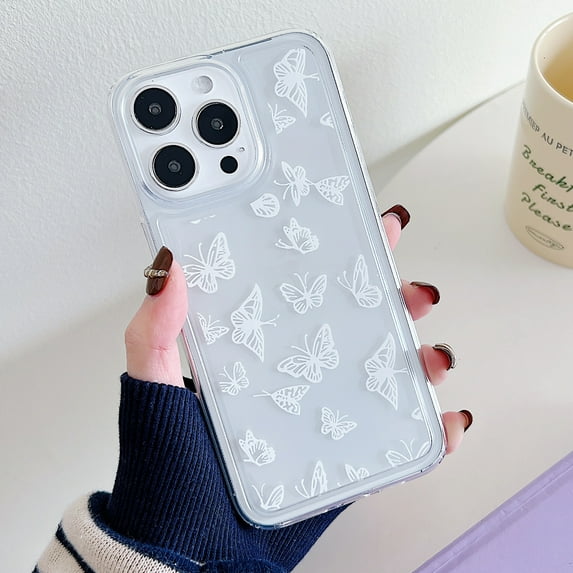 Butterfly Pattern Case for iPhone 12 Pro Max, Clear Phone Case Cute Pattern for Women Girls Case, Non-Yellowing Shockproof Scratch Resistant Slim Cover for iPhone 12 Pro Max, Butterfly-B