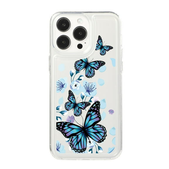 Butterfly Pattern Case for iPhone 16 Pro, Clear Phone Case Cute Pattern for Women Girls Case, Non-Yellowing Shockproof Scratch Resistant Slim Cover for iPhone 16 Pro, Butterfly-C