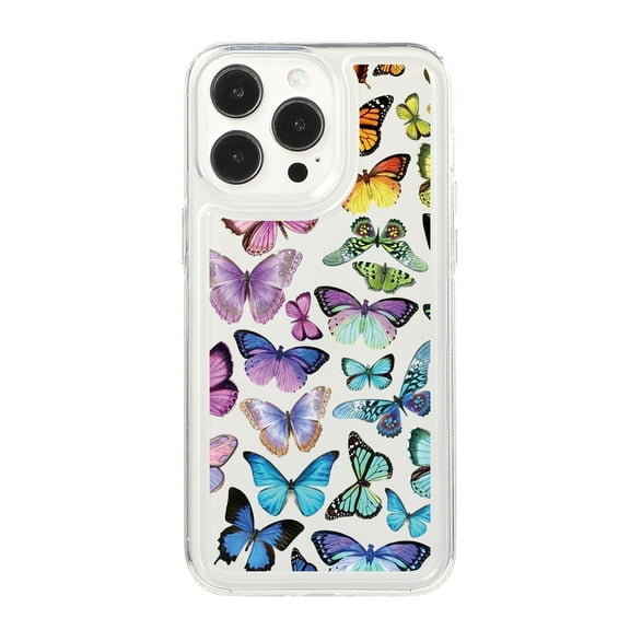 Butterfly Pattern Case for iPhone 16 Pro Max, Clear Phone Case Cute Pattern for Women Girls Case, Non-Yellowing Shockproof Scratch Resistant Slim Cover for iPhone 16 Pro Max, Butterfly-A