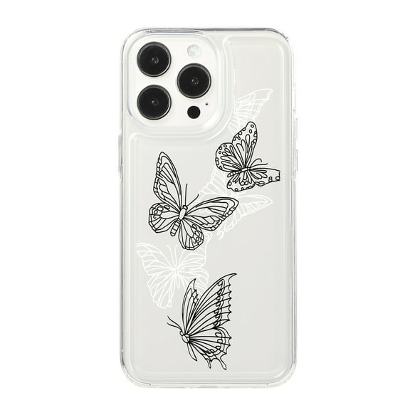 Butterfly Pattern Case for iPhone 16 Pro Max, Clear Phone Case Cute Pattern for Women Girls Case, Non-Yellowing Shockproof Scratch Resistant Slim Cover for iPhone 16 Pro Max, Butterfly-E