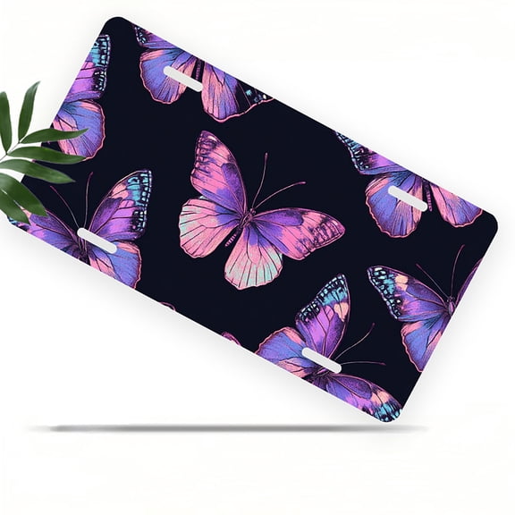 Butterfly Pattern Front License Plate, Metal License Plate, Funny Standard Plates Personalized Novelty Decorative For Men/Women/Boys/Girls Car 6×12 Inch