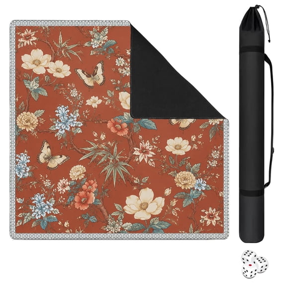 Butterfly Pattern Mahjong Table Cover 31.5x31.5 Inch Anti Slip Noise ...