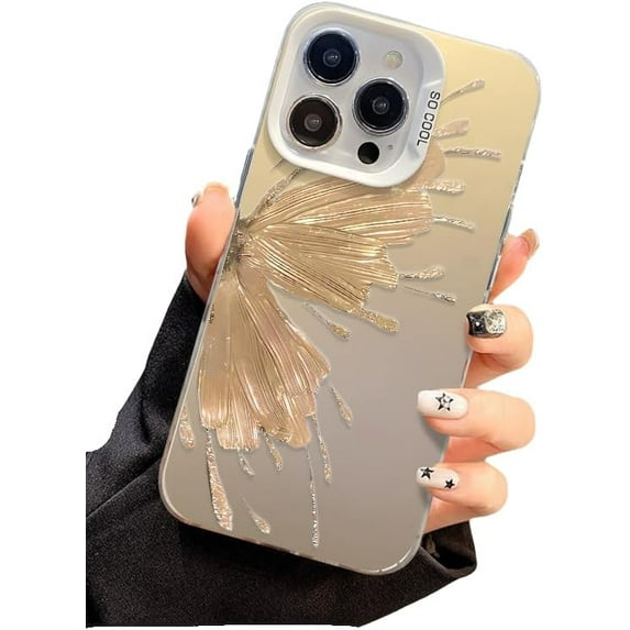 Butterfly Pattern Mirror Compatible with iPhone Case (Yellow,iPhone 11)