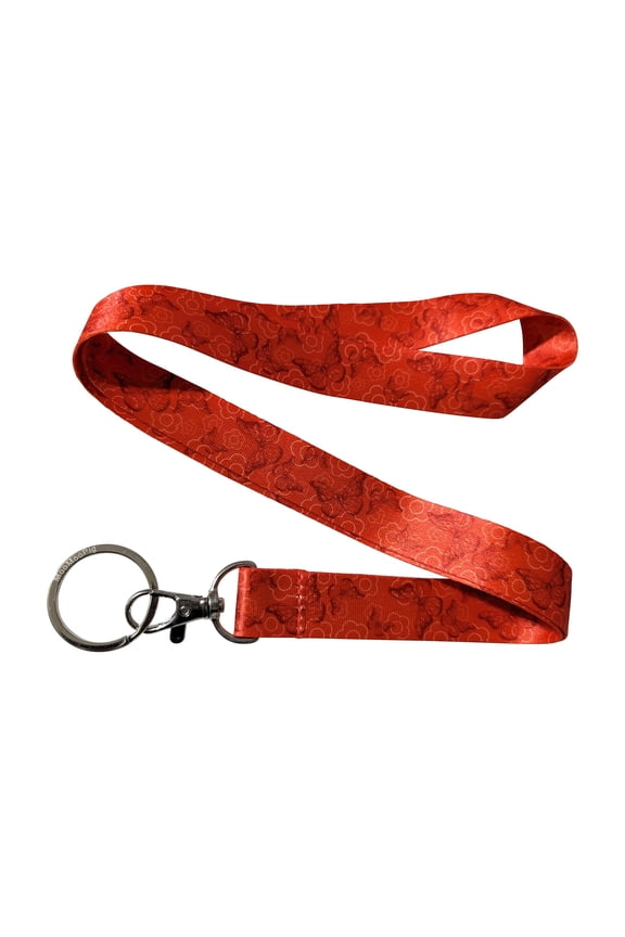 Butterfly Pattern Red Keychain Lanyard