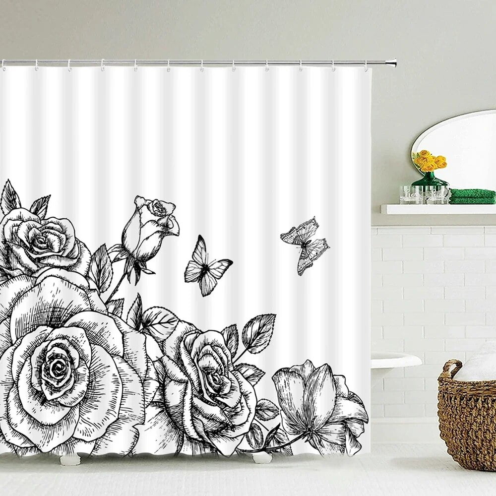 Butterfly Pattern Shower Curtains Bathroom Curtain High Quality 3d