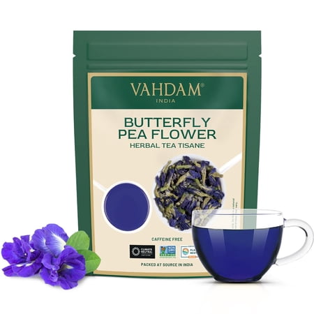 Butterfly Pea Flower Blue Tea (1.7oz) +100 Cups, Delicate & Earthy | Vacuum Sealed for Freshness | Direct From Source - Butterfly Pea Flower Loose Leaf Tea | Brew Iced Tea