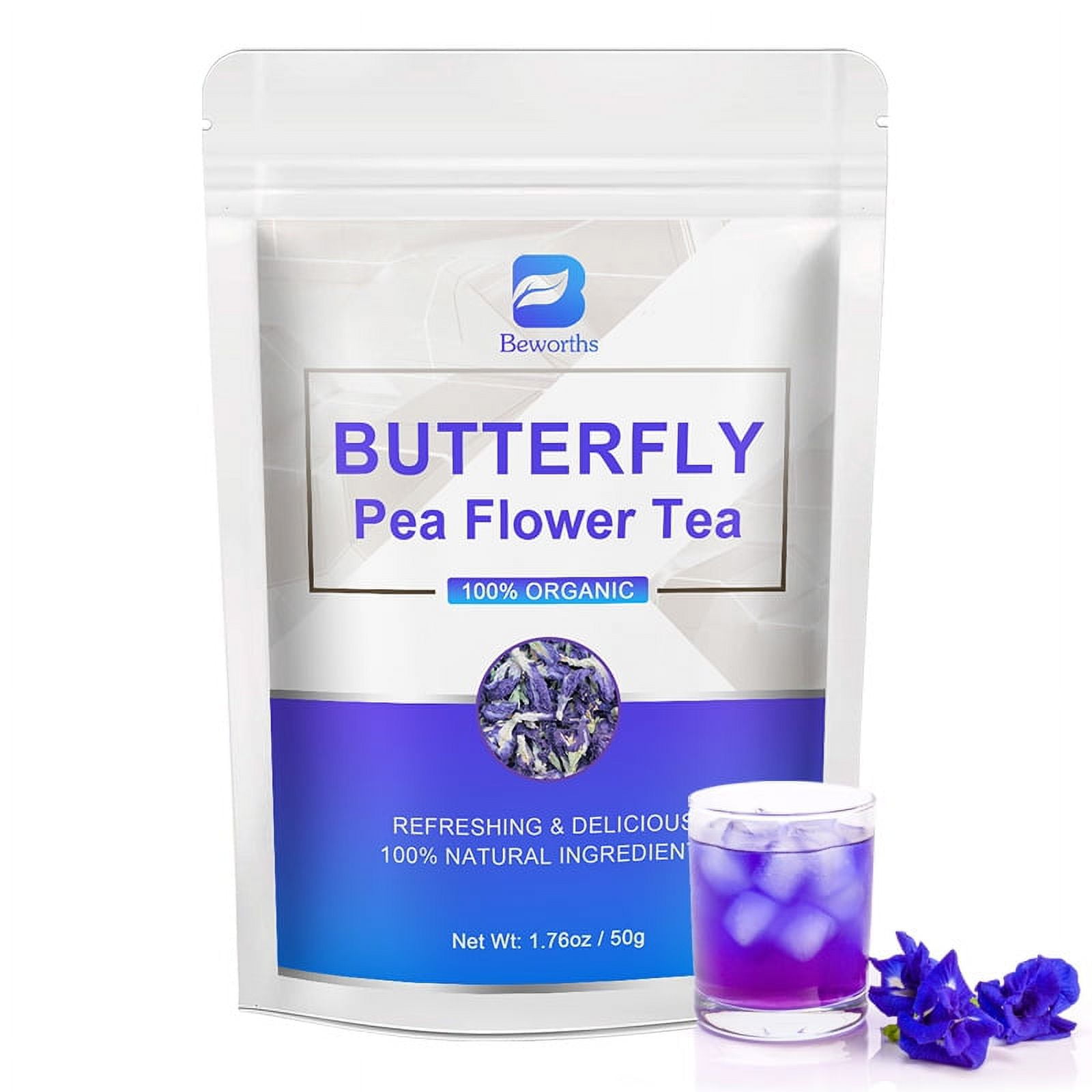 DelighTeas Organic Butterfly Pea Flower Tea Bags | Blue Tea | Vegan