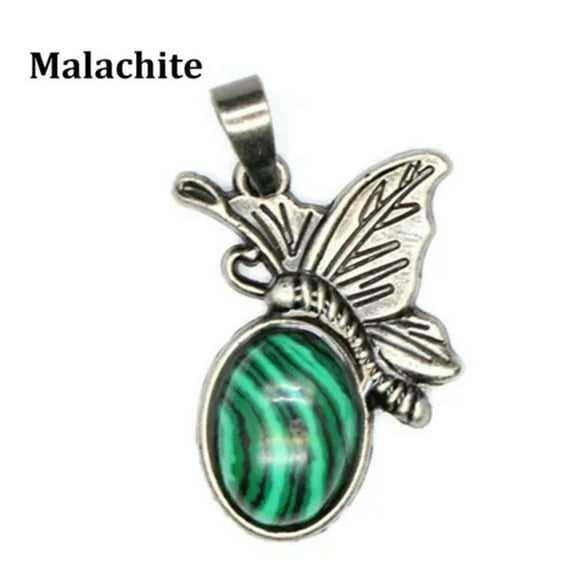 Butterfly Pendant Oval Bead Natural Crystal Chakra Quartz Healing Reiki Jewelry