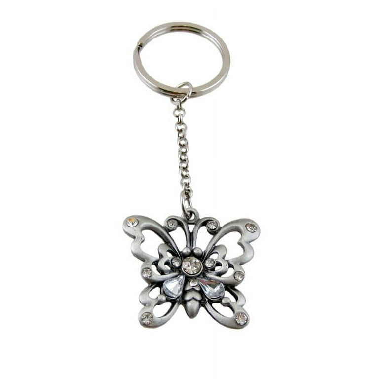 Butterfly Key Ring Purse Hook - Keychains & Accessories - Pewter