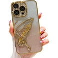 thumbnail image 1 of Butterfly Phone Case for iPhone 12 Pro Max,Cute Butterfly Colorful Star Sequin Liquid Quicksand Phone Case Luxury Glitter Bling 6D Electroplated Soft TPU Protector Gold, 1 of 11