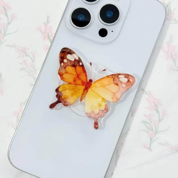 Butterfly Phone Grip: Shimmering Butterfly Magnetic Popsocket, Decoration for Girls