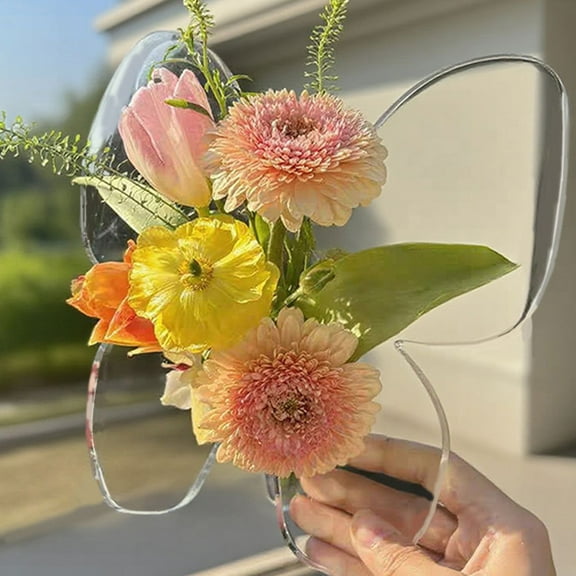 Butterfly Photo Frame Vase, Acrylic Tabletop Display, Decorative Floral Arrangement Centerpiece for Home Office Wedding, 1 Piece