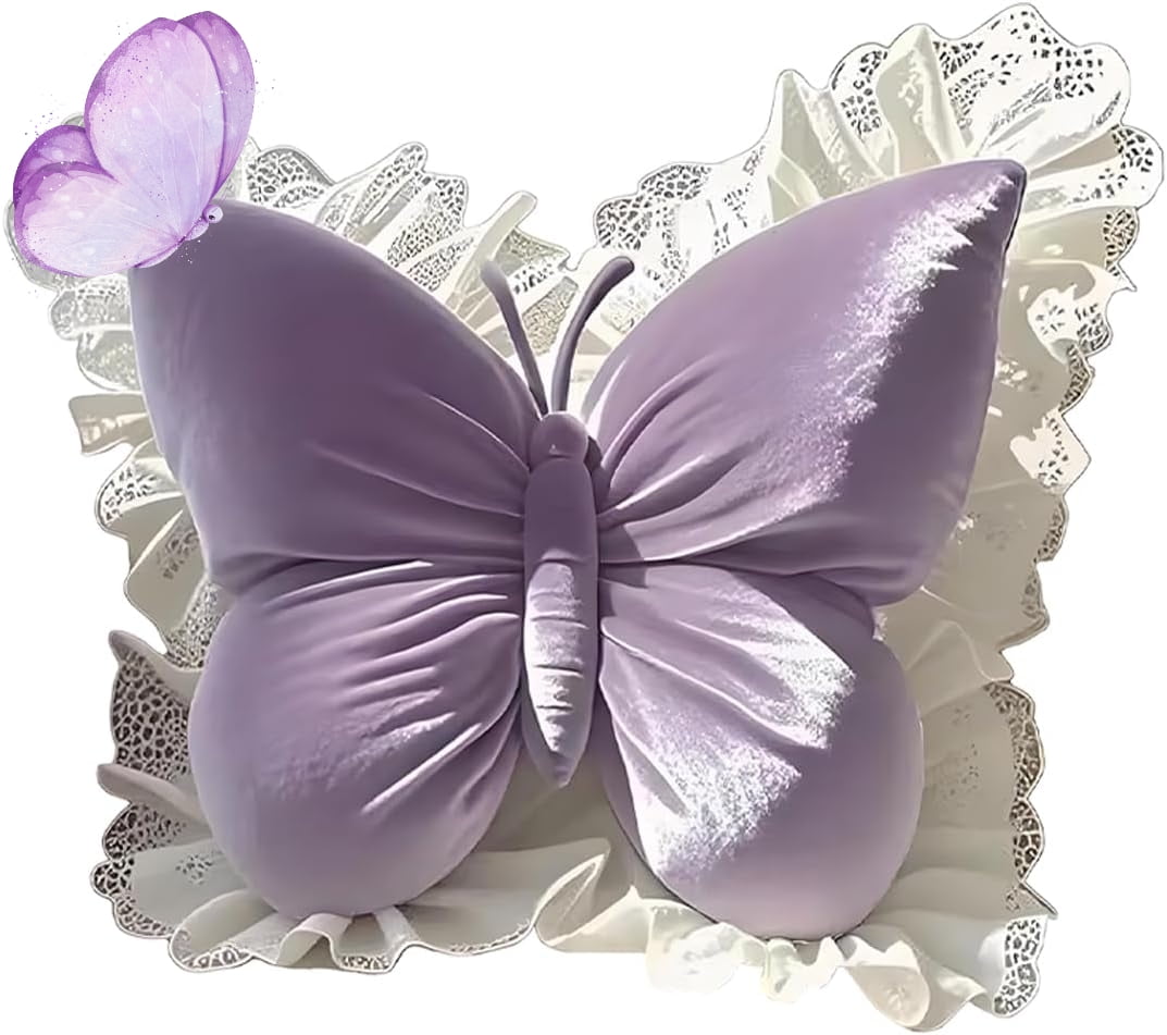 Butterfly Pillow - Butterfly Shaped Throw Pillow, Butterflies Stuffed Seat Cushion | Butterflies Throw Pillows for Baby Birthday Christmas Stocking Stuffers Sofa Bed Couch Desk Girls Kids Adults
