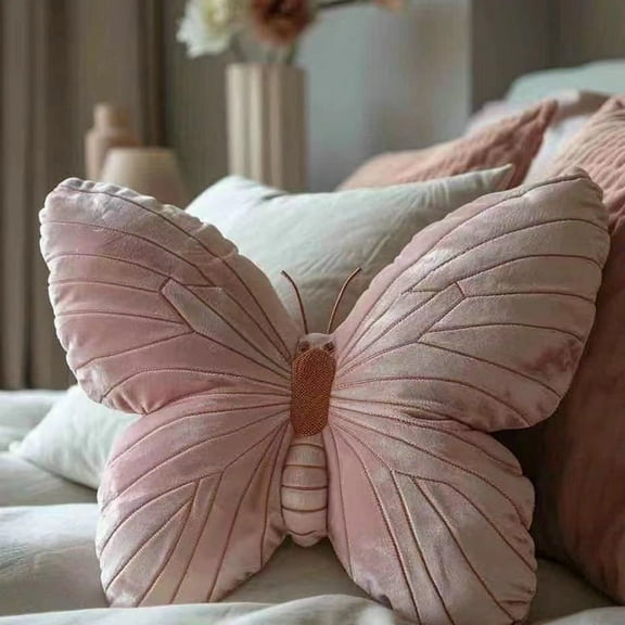 Butterfly Pillow, Butterfly Throw Pillow, Pink Butterfly-Shaped Glitter Cotton Stuffed Cushion Shiny Spring Decorative Animal Pillow For Couch Living Room Bed