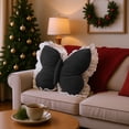 thumbnail image 1 of Butterfly Pillow, Lumbar Support Cushion, Velvet Decorative Throw Pillow for Sofa Bed Living Room(Black), 1 of 6