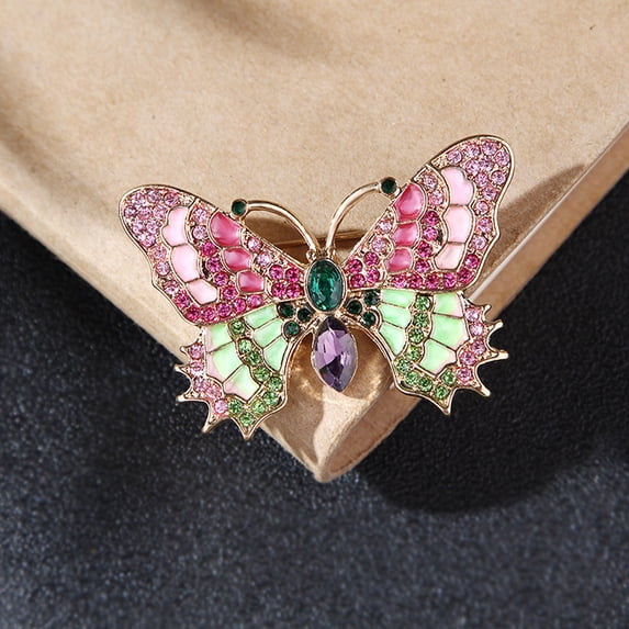 FUEENIRVA Metal Butterfly Brooch Pin with Rhinestone Detail for Clothes Scarf Hat and Suit Decoration