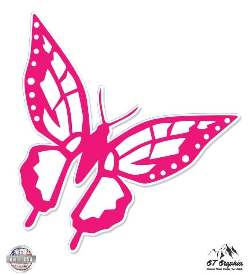 Butterfly Pink - 3" Vinyl Sticker - For Car Laptop I-Pad Phone Helmet ...