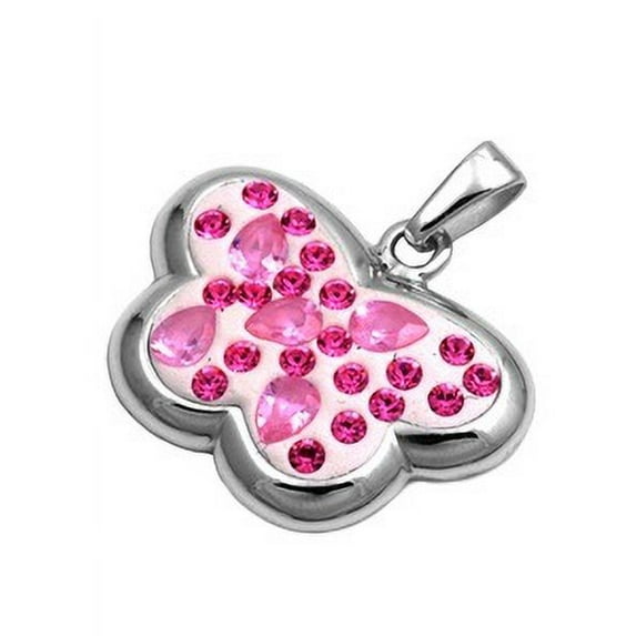 Butterfly Pink Cubic Zirconia Pendant Sterling Silver