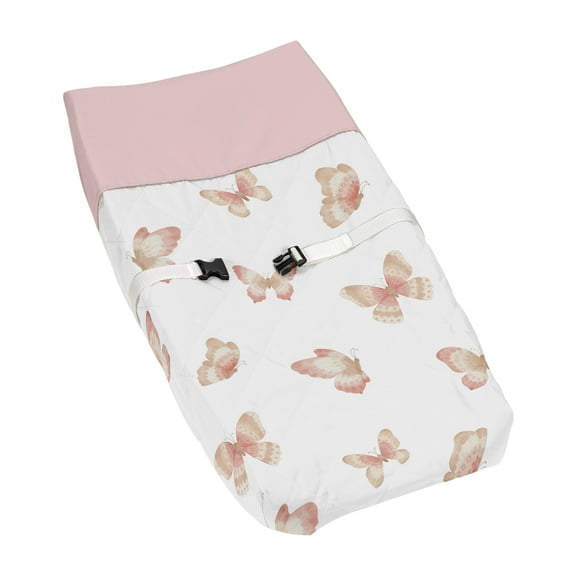Sweet Jojo Designs Butterfly Pink and Taupe Changing Pad Cover