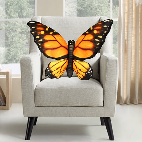 Butterfly Plush Throw Pillow 19.7x15.7 Inch Waist Cushion Toy For Sofa Bedroom Decor - Soft Hugging Buddy Gift