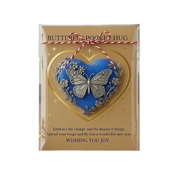 Butterfly Pocket Hug Keepsake, 2026 Year Inspirational Pocket Token with Message Card Small Decorative Gift for Friends Family Encouragement and Home Display