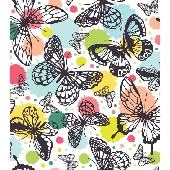TNCT Butterfly & Polka Dot Abstract Pattern Edible Image Chocolate Transfer Sheet, Multicolor