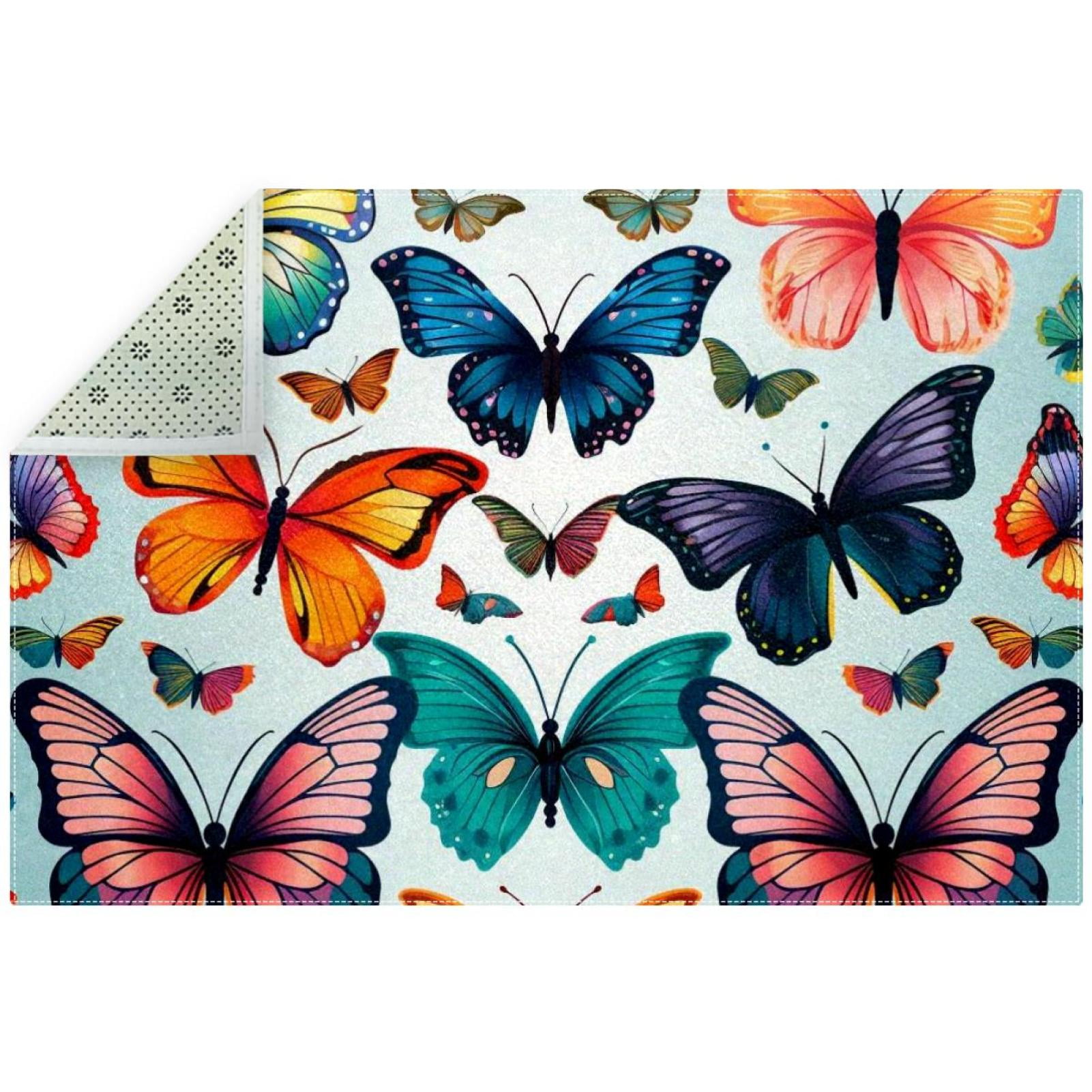 Butterfly Polyester Indoor Carpet RightAngle Floor Mat Soft and