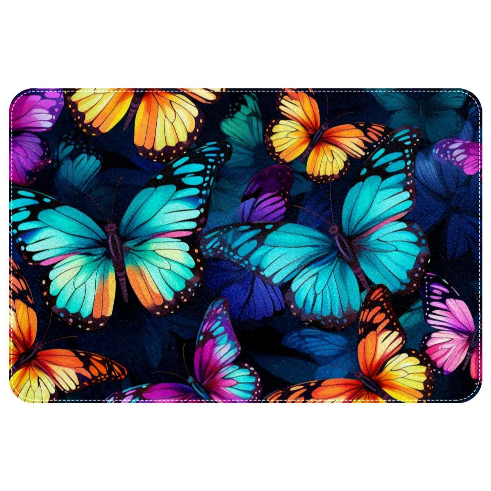 Butterfly Polyester NonSlip Machine Washable Door Rugs Indoor Rug Game