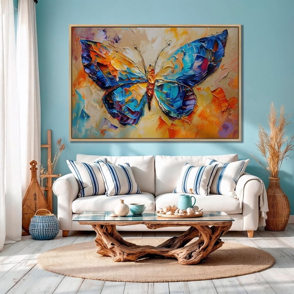 Butterfly Poster Textured Colorful Wings Wall Art Abstract Fluttering Beauty Wall Art Decor Girlfriend Home Decor, 16x24 UNFRAMED