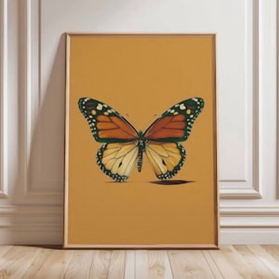 Butterfly Poster Vintage Nature Wall Art Monarch Butterfly Print ...