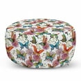 thumbnail image 1 of Butterfly Pouf Cover with Zipper, Flying Butterflies with Floral Elements Vivid Color Palette Wildflowers Retro, Soft Decorative Fabric Unstuffed Case, 30" W X 17.3" L, Multicolor, by Ambesonne, 1 of 5
